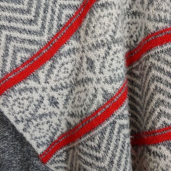 American Eagle Outfitters open front sweater knit cardigan red gray Fair Isle - Picture 5 of 8